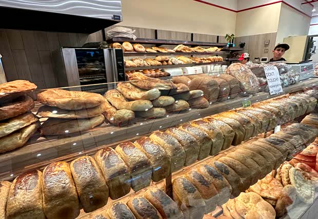 Breads and flatbreads at the bakery counter